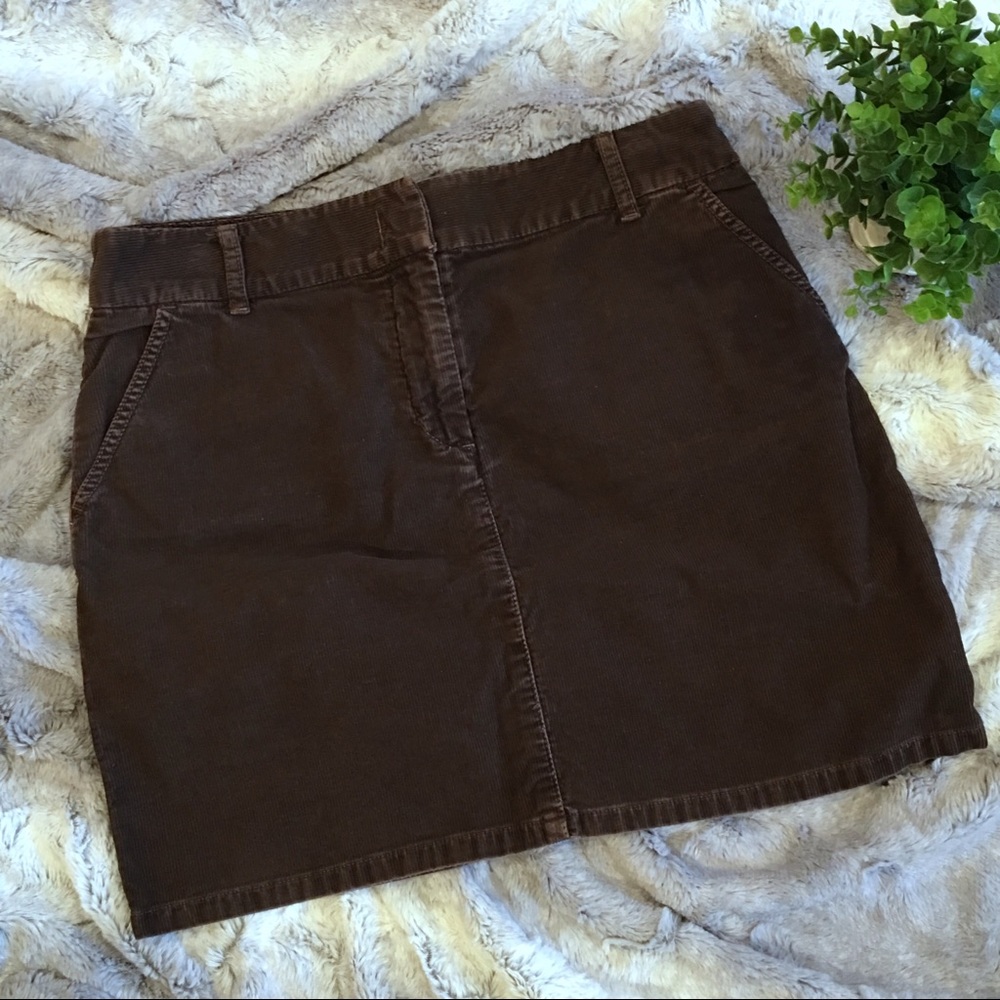 J. Crew chocolate brown corduroy mini skirt 8